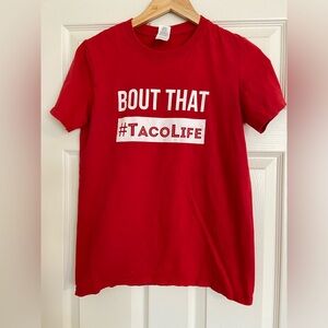 Short Sleeve Red T-shirt , Taco life, Size Small
